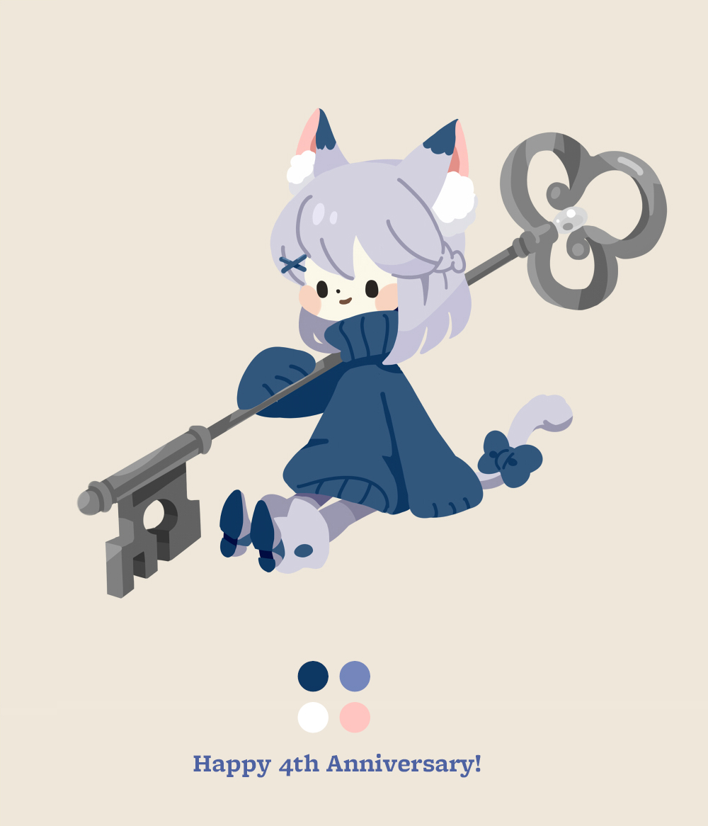 kinor's tweet photo. 葉隠さよ様の４周年グッズのアクリルキーホルダーやチャームのイラストを描かせていただきました🎨４周年おめでとうございます！ https://t.co/WWkDwhZM3t