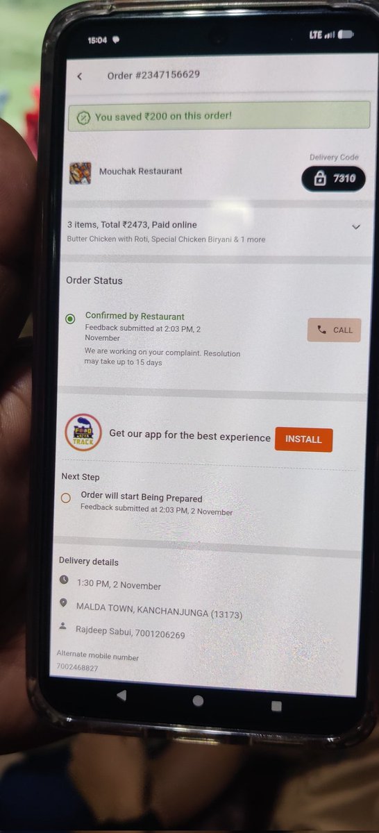 aviEIE02's tweet photo. @IRCTCofficial @eCateringIRCTC Train/PNR no: 13173 / 6457813030 
Sealdah to Kanchanjunga date - 02 Nov 1992
Ordered Food of Rs 2473  #2347156629 from Mochak Restaurant but the Restaurant didn't Delivered any Food at Malda Town Station 

Kindly Refund the Money https://t.co/RDI5EzIQt3