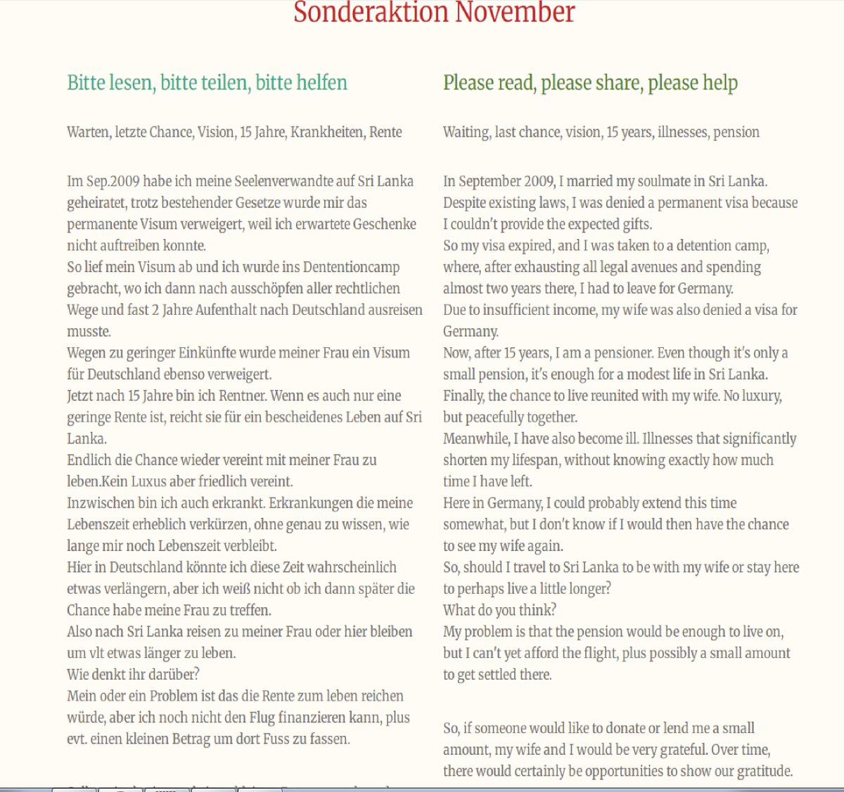 Sonderaktion November
Bitte lesen, teilen und vlt helfen.

Special offer November
Please read, share and maybe help.

unserbuch.com