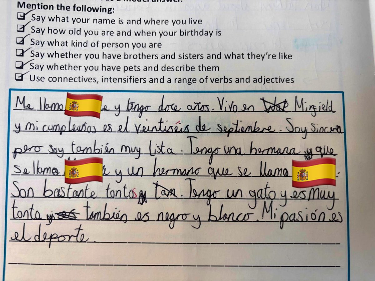 Excited to get back to <a href="/Castle_Hall/">Castle Hall Academy</a> tomorrow. This wonderful work was produced by a Y7 after only 7 weeks of Spanish. Imagine what she will achieve in the next 7🇪🇸🙌