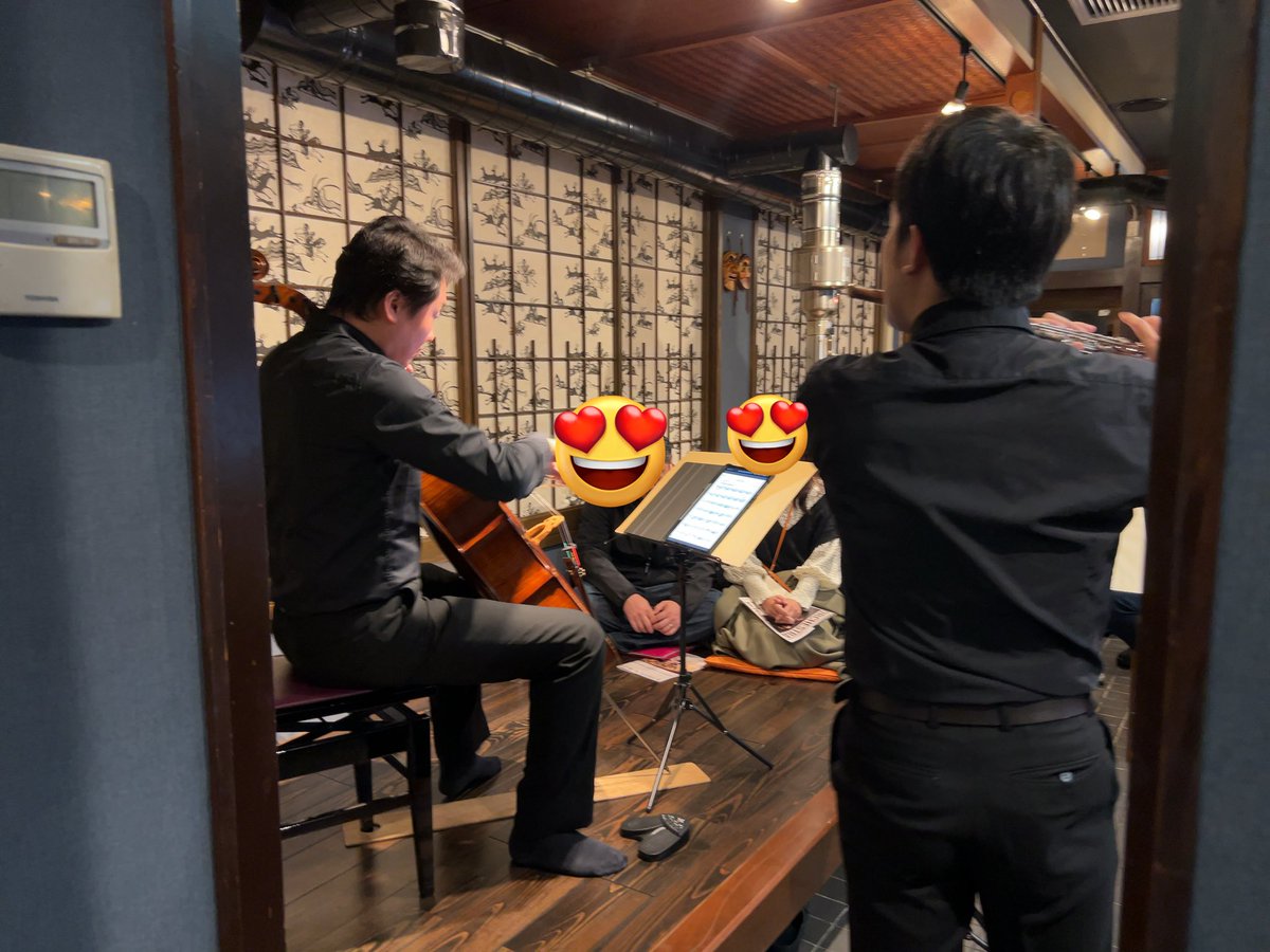 #OEK突撃街中クラシック
本日はもう一軒、韓国居酒屋 あんじゅさんへもお邪魔してます。演奏をお聴きいただきいただき美味しい韓国料理に舌鼓を打つ楽しい夜！演奏の機会をありがとうございます♪
