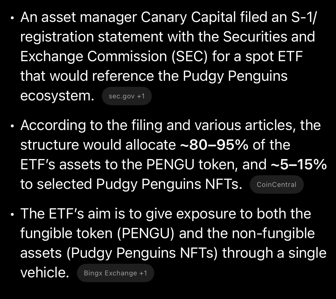 Pudgy Penguins might become the first NFT + token ETF in history 🧊