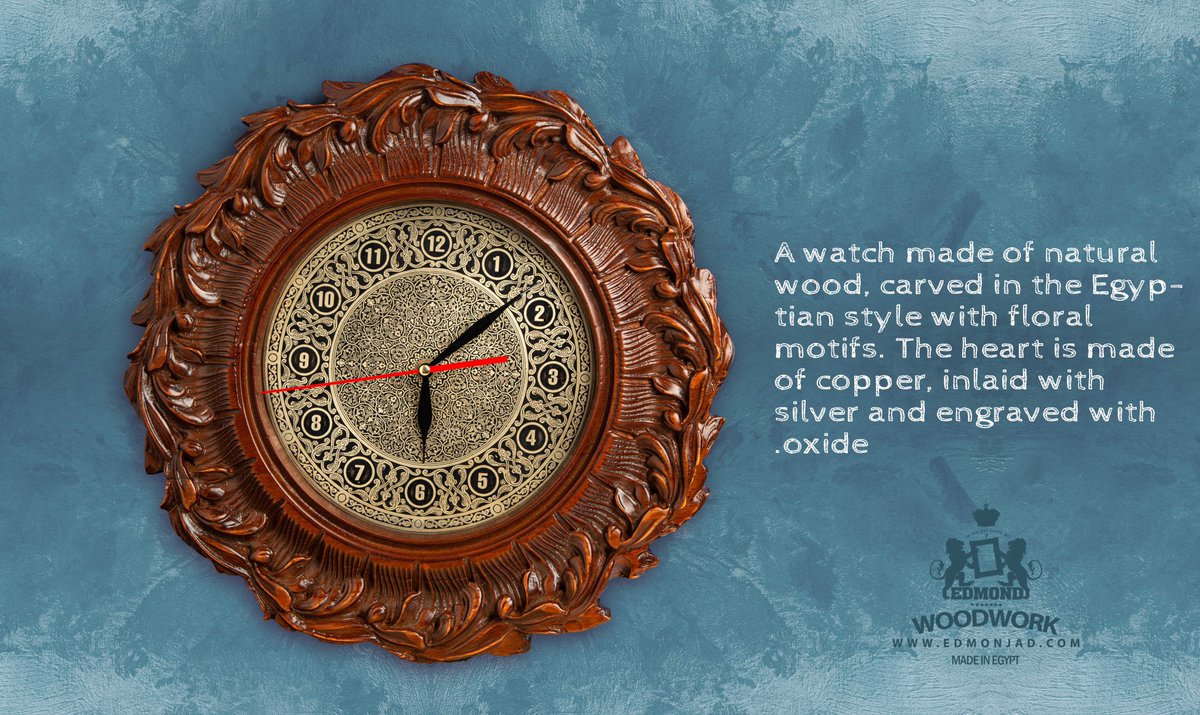 The Egyptian Heritage Clock: Luxury Hand-Carved Wood &amp; Copper Inlay
#made_in_Egypt #المتحف_المصري_الكبير #مصر_أرض_القوة_والسلام
