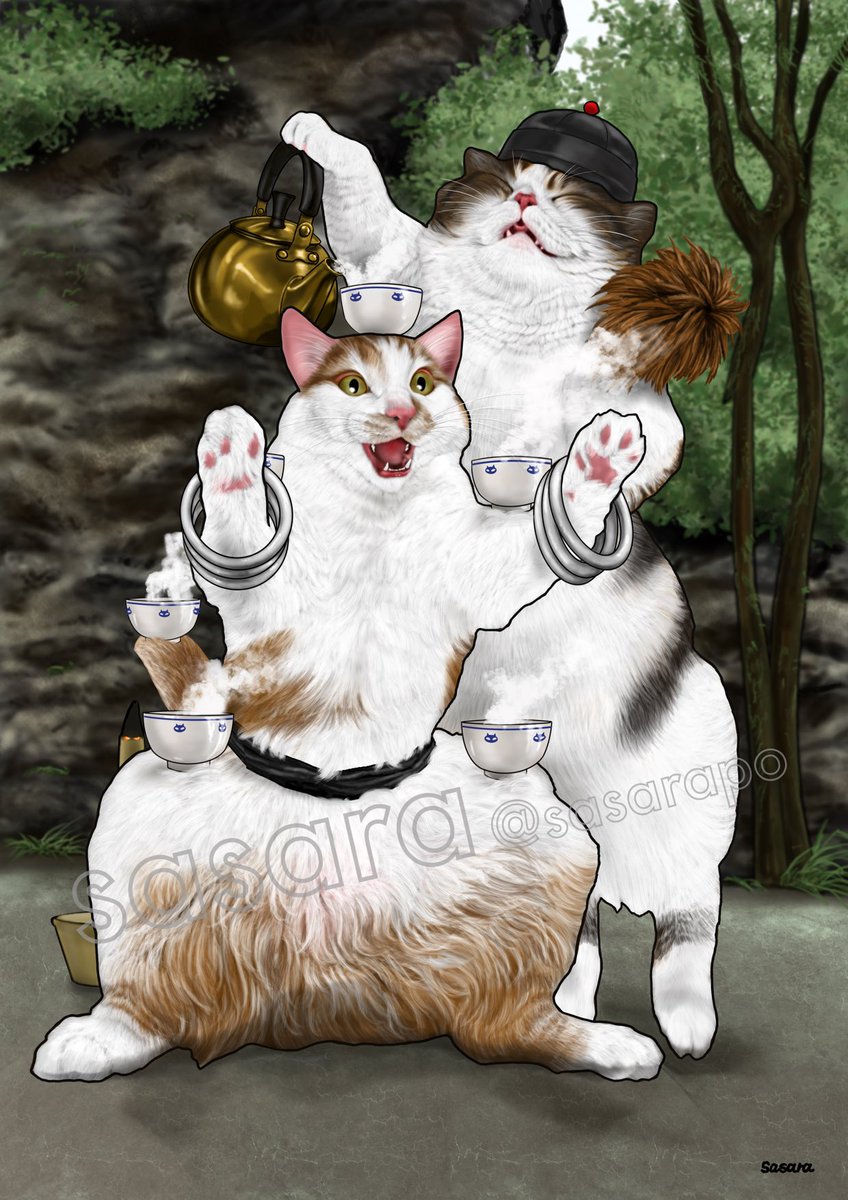 sasarapo's tweet photo. 久々の新作イラスト
「イタズラの罰を受ける若き日の酔拳マスター猫」
#ドランクモンキー酔拳 #ジャッキーチェン
#猫イラスト #映画 #あの映画 #ClubT ＃Tシャツ #猫 #ネコ
ClubTにてTシャツ・グッズ販売中！
https://t.co/45UjhUdOIT https://t.co/iISSUjMUjx