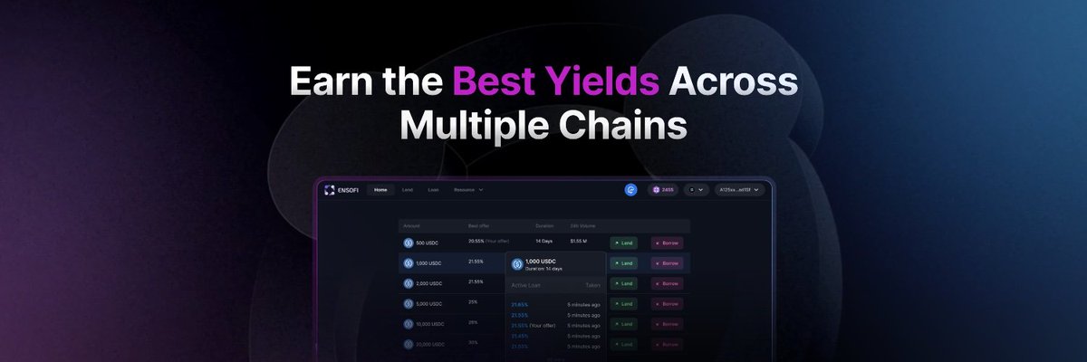 0xNothing2Lose's tweet photo. DeFi is still way too fragmented. You find a good yield on one chain, but your assets are on another. The bridging, the fees, the complexity - it’s a massive headache.

This is why I'm seriously impressed with what @Ensofi_xyz is building. It's a cross-chain DeFi hub that just works.

‣ Lend on Solana, borrow against it on Sui. Seamlessly.
‣ No asset lockups. You can withdraw anytime.
‣ Real, sustainable yields (seeing up to 38% APY on some Sui assets) driven by market demand, not inflated promises.
‣ Plus, they have a points system that tracks all your activity for a future $ENFI airdrop.

They're live on Solana, Sui, and Eclipse, and even have a mobile app via the Seeker DApp store. The team just submitted to the @Colosseum hackathon after a massive grind. This feels like a project that’s quietly building the infrastructure we all need. 

Finally, DeFi that doesn't feel like a chore.