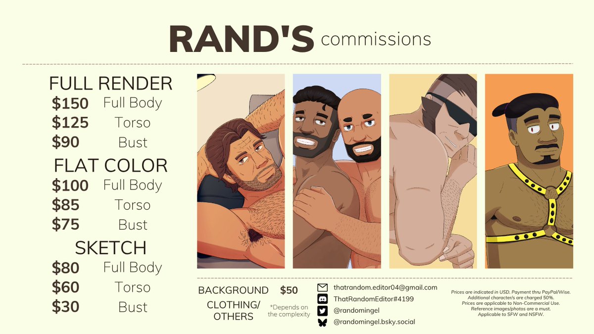 Time's are getting more difficult on my end financially. So I'm raising commission prices to cover costs as much as possible. DM me or send an email at thatrandom.editor04@gmail.com  

#commissions #commsopen #nsfwcommissions