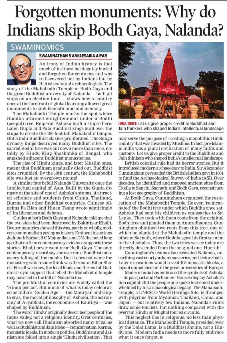 ajeetbharti's tweet image. अय्यर साहब ने भाँग पी कर यह लिखा है। बिहार में जो भी बोधगया जाता है, वो नालंदा जाना नहीं भूलता। वो महाबोधि मंदिर ही नहीं, पास के हर बौद्ध मंदिर में जाता है। ये बौद्ध-हिन्दू का चूतियापा अनभिज्ञता से उपजता है। या तो यह परपसफुल हिटजॉब है, या अय्यर जी नसों में सिरिंज ले कर हैलुसिनेट…