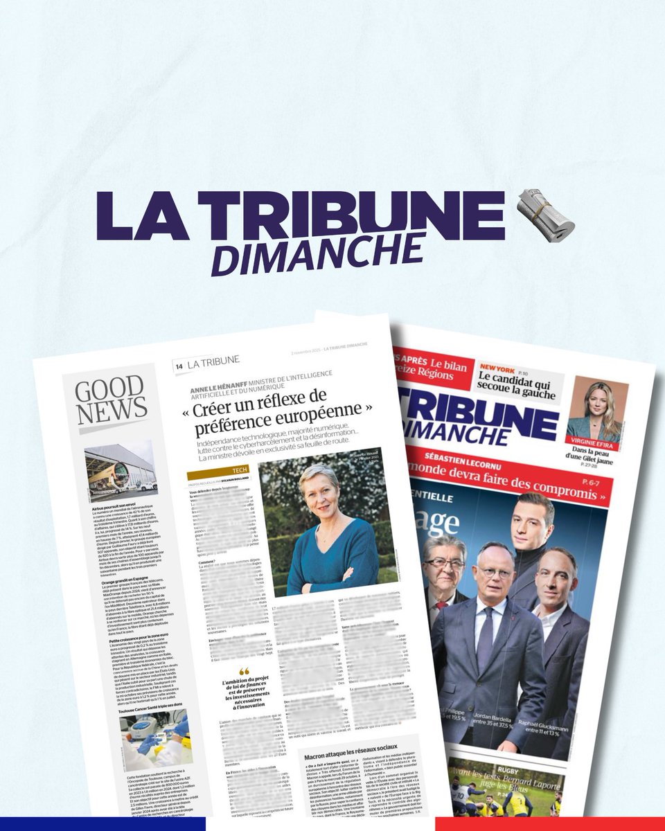 La souveraineté numérique sera la ligne directrice de mon action. 

🗞️ Interview à retrouver dans La <a href="/TribuneDimanche/">La Tribune Dimanche</a> 👉 urlr.me/AWqFUP