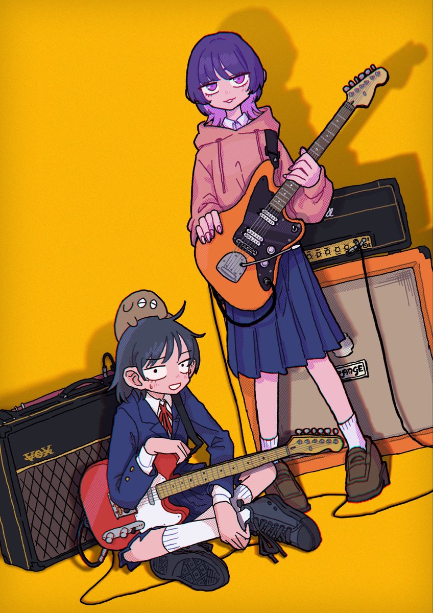 はとっちと彩目ちゃん　ギタマガ表紙風