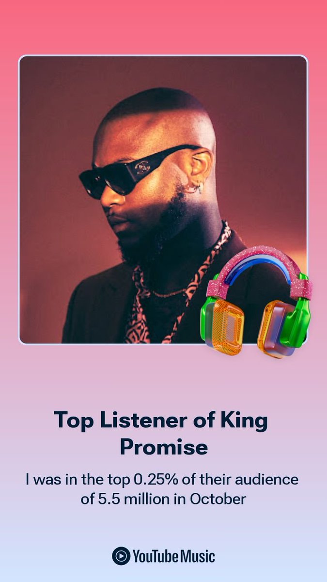 Top fan of <a href="/IamKingPromise/">King Promise</a> according to <a href="/youtubemusic/">YouTube Music</a> and i can't deny it. Love the guy's music