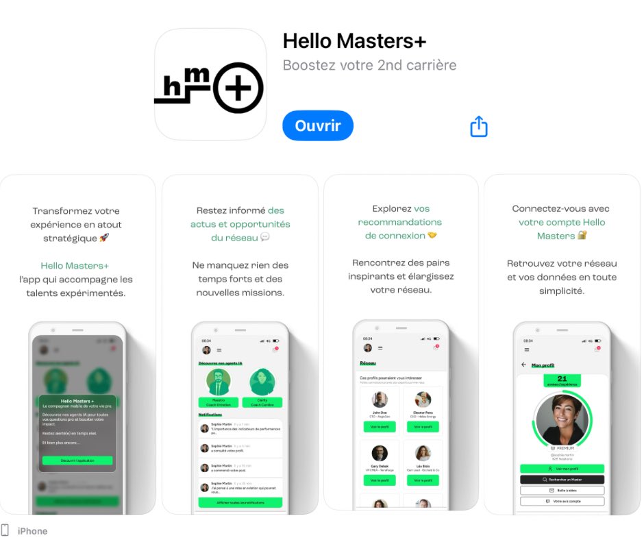 fredfougerat's tweet image. #HelloMasters, le réseau social pro des + de 20 ans d’expérience arrive sur IOS et android.

✅ Missions, offres d’emplois, opportunités… @Hello_Masters remet les séniors au travail !

#Emploi #RH #Senior #RSE #SocialMedia #RéseauxSociaux 

🟩 apps.apple.com/fr/app/hello-m…
