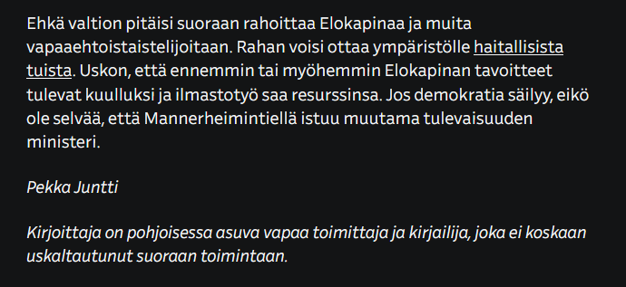 Ylen kolumnisti esittää, että valtio rahoittaisi antikapitalistista sekä demokratiamme "neuvostoille" alistamista ajavaa rikollisjärjestö Elokapinaa. Haastavaa kulmaa ei palstalla ei näy. 

Yle on vasemmiston äänitorvi - Yksi media, yksi ääni, yksi totuus. yle.fi/a/74-20191036