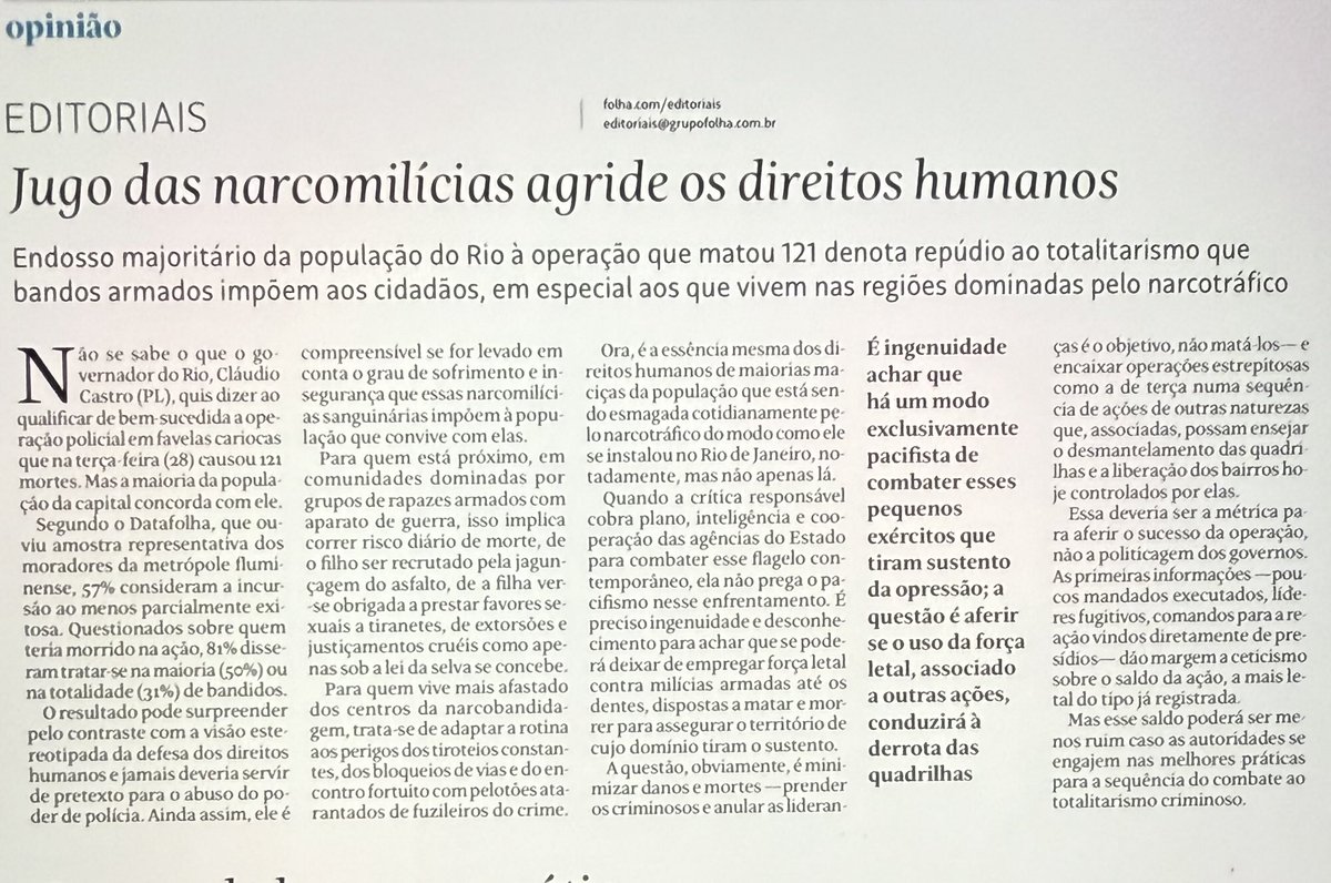 De quanto em vez a Folha acerta. Existe um direito humano-fundamental à segurança pública. E os governos deveriam saber disso! Como diria o assessor de Clinton, é a segurança, estúpido!