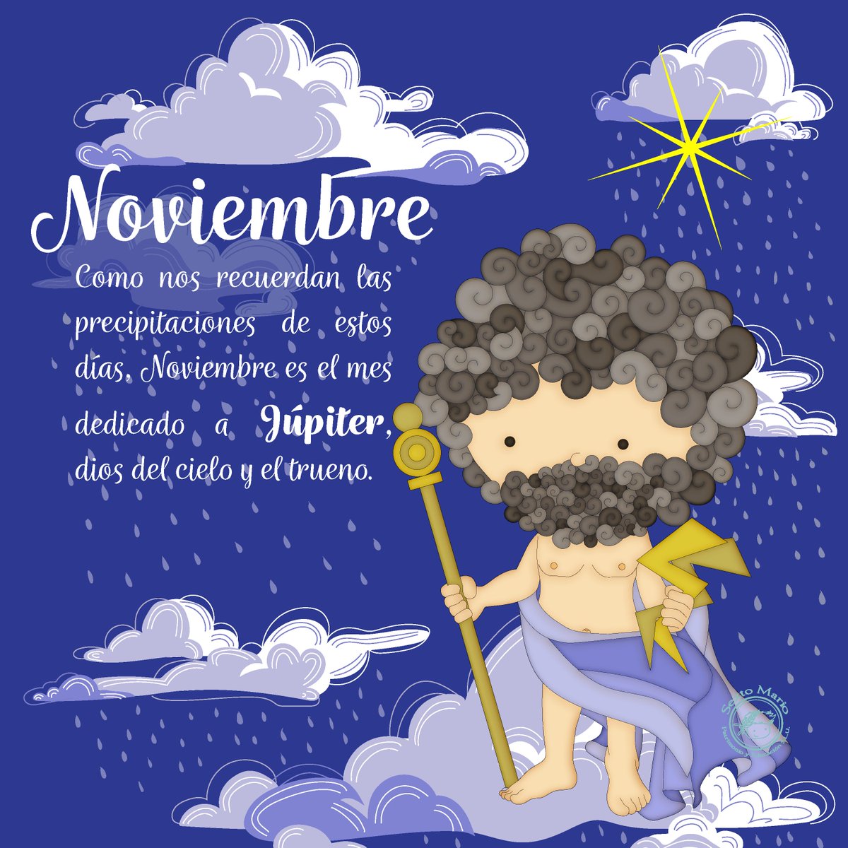 Y llegó noviembre y con él nuestra imagen del mes: "Como nos recuerdan las precipitaciones de estos días, noviembre es el mes dedicado a Júpiter, dios del cielo y el trueno"⛈🌂 Esperamos que tengáis un muy buen mes💙
.
#art #digitalart #noviembre