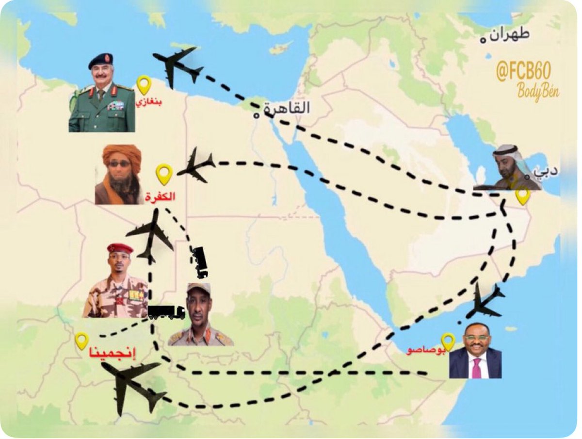 خريطة بسيطة ودقيقة لفهم طرق الإمدادات الإماراتية لقوات الدعم السريع في السودان.