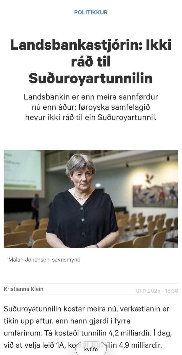 Færøske folkevalgte behandler os borgere som komplet idioter.
Ene dag, skal vi løsrive os kun for indlemme os igen, den næste dag skal vi bygge verdens længste undersøiske tunnel.

‼️ Færøernes økonomiske holdbarhed er dybt afhængig af Danmark. Det er en økonomisk buffer. ‼️