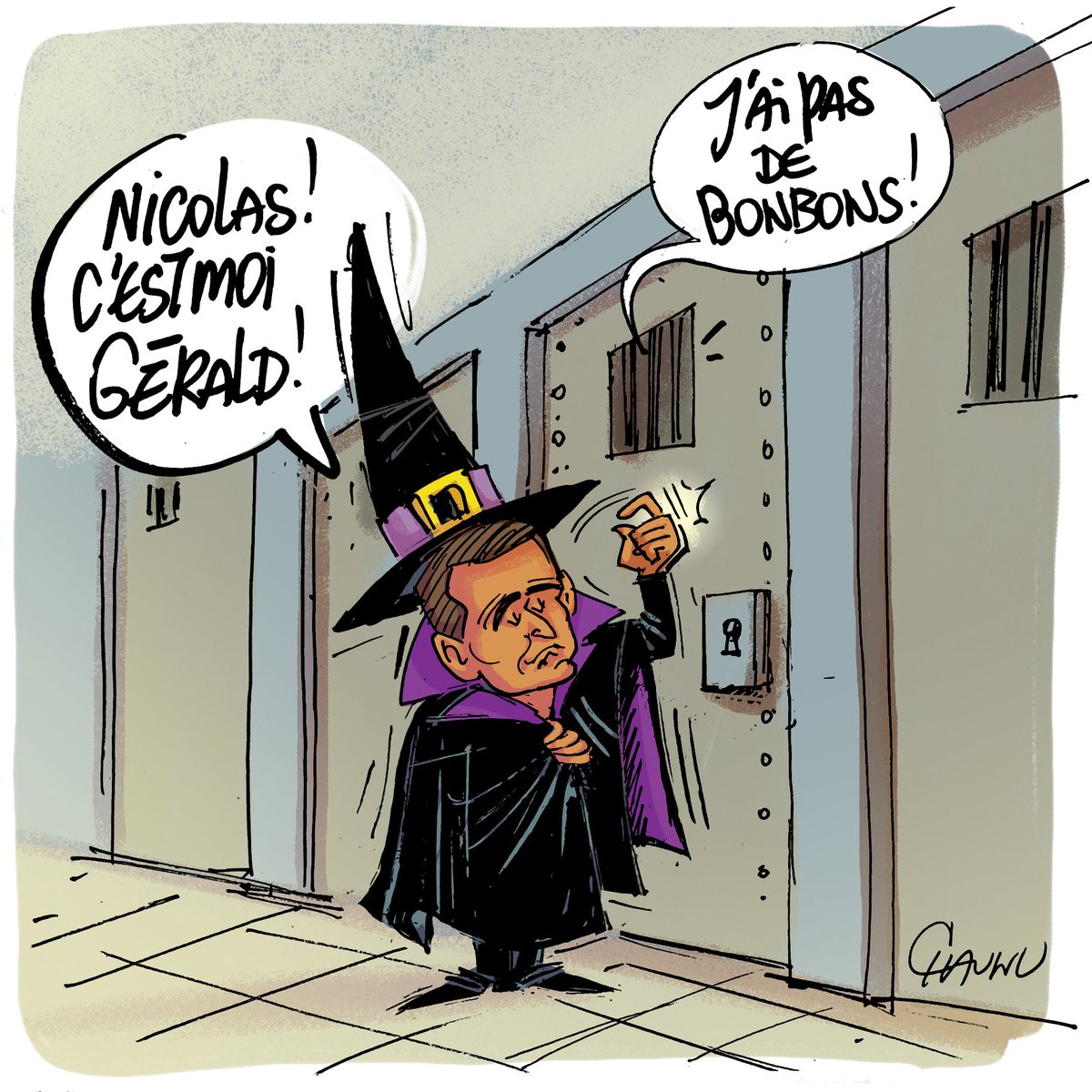 🎃 dessin du jour pour <a href="/_lunion/">L'union</a> : Darmanin rend visite à Sarkozy en prison #actu #dessindepresse