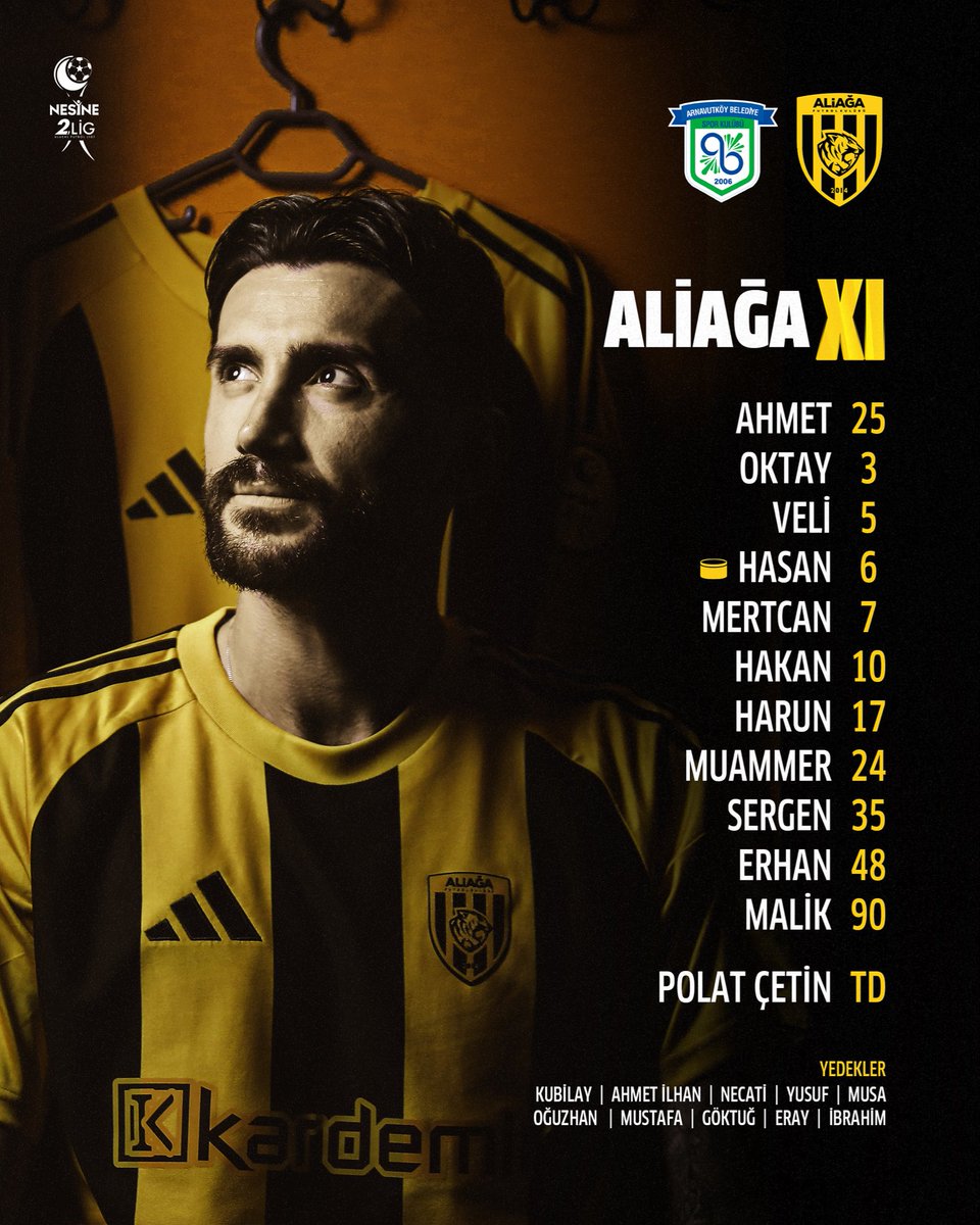 Arnavutköy Belediye Spor Kulübü karşısında ilk 11’imiz🟡⚫️