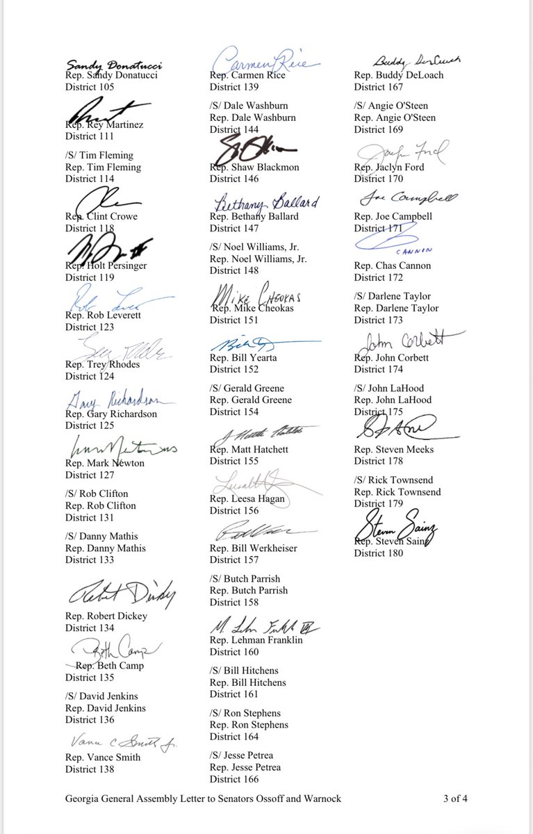 JamesDBurchett's tweet photo. I joined my colleagues in the General Assembly in a letter to our Senators telling them enough is enough. It is past time to end the #schumershutdown. Georgians are hurting because of the political games. Georgians need their Senators to stand with GEORGIA not Chuck Schumer. Join me in making your voice heard by sharing this post and calling Senators Ossoff at 202.242.3521 and Senator Warnock at 202.224.3643.