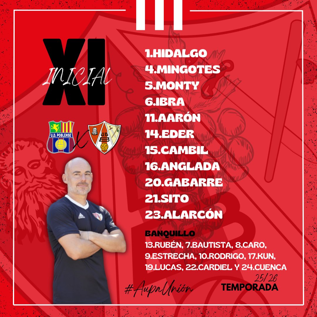 👥 ¡Nuestro 𝑿𝑰 para el día de hoy!

🆚 <a href="/udpoblense/">U.D. Poblense</a> 

#AupaUnión❤️🤍