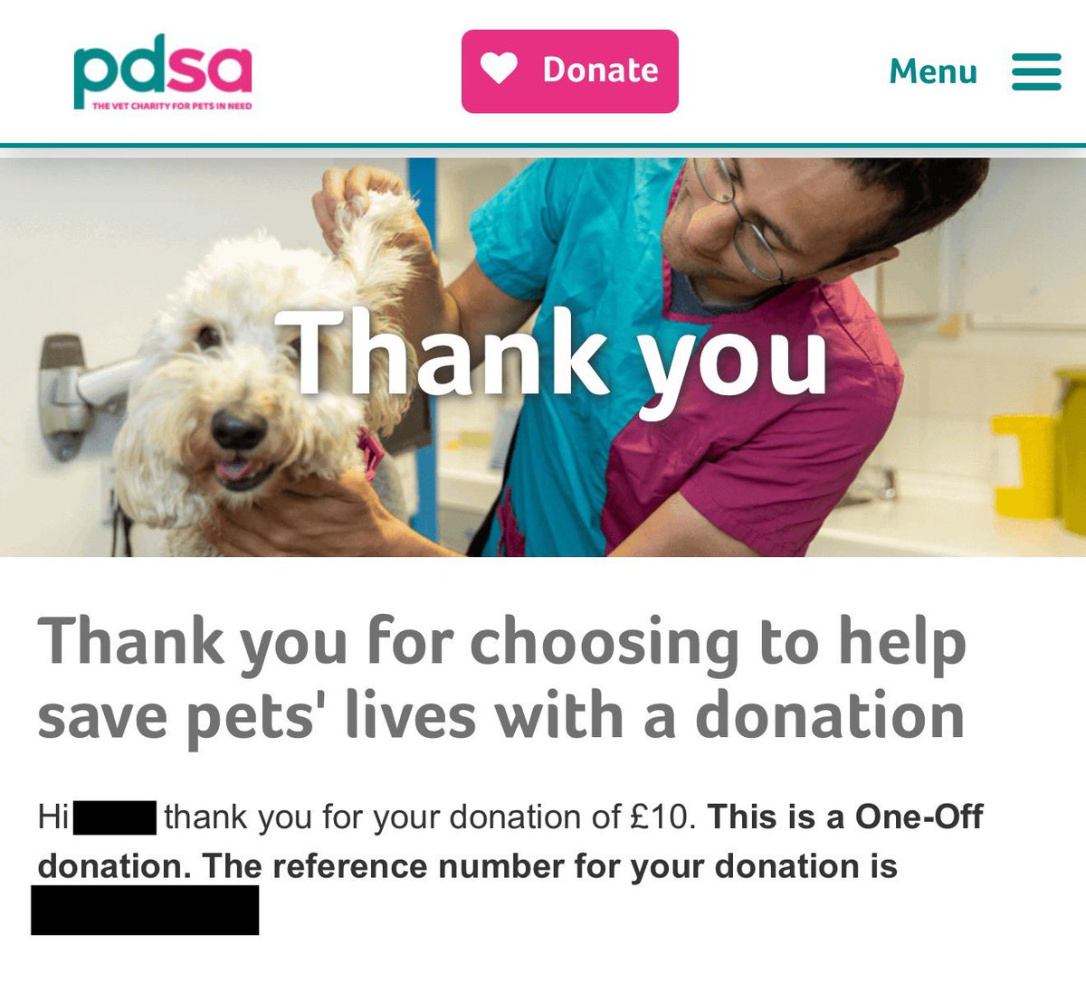 Well, this is cool!

Thanks generous tipster. 
Forwarded to <a href="/PDSA_HQ/">PDSA</a> 👊