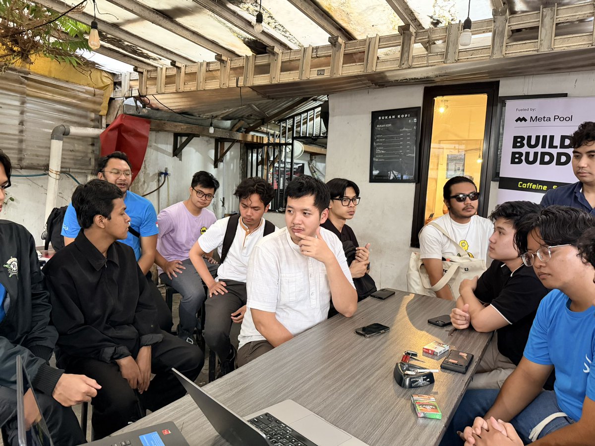 We had amazing Build Buddies meetup after office hour with new users came to the event, we shared <a href="/meta_pool/">Meta Pool</a> Liquid Staking and Node Studio.

Co-Host: <a href="/younglordtxt/">0xRazzan</a> 

Venue: Kose Coffee, Jakarta, on Oct 12th.

<a href="/build_buddies/">Build Buddies</a> #BuildBuddies