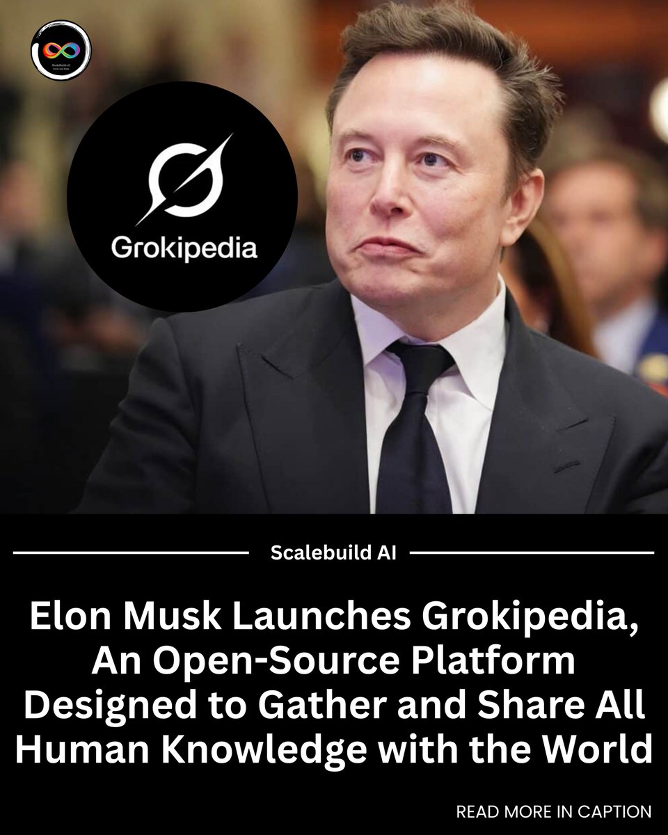 Scalebuild_ai's tweet image. Elon Musk&apos;s new project, Grokipedia, has officially launched.

Unlike Wikipedia&apos;s human editors, this AI-powered platform automatically writes and fact-checks articles using xAI&apos;s technology.

No user editing yet, but Musk promises transparency features coming soon.
.
.
#xAI