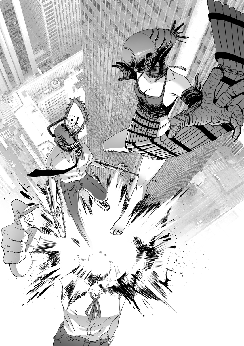 chanimode's tweet image. drew my favorite csm character, and denji :D 
 #chainsawman #chainsawmanfanart