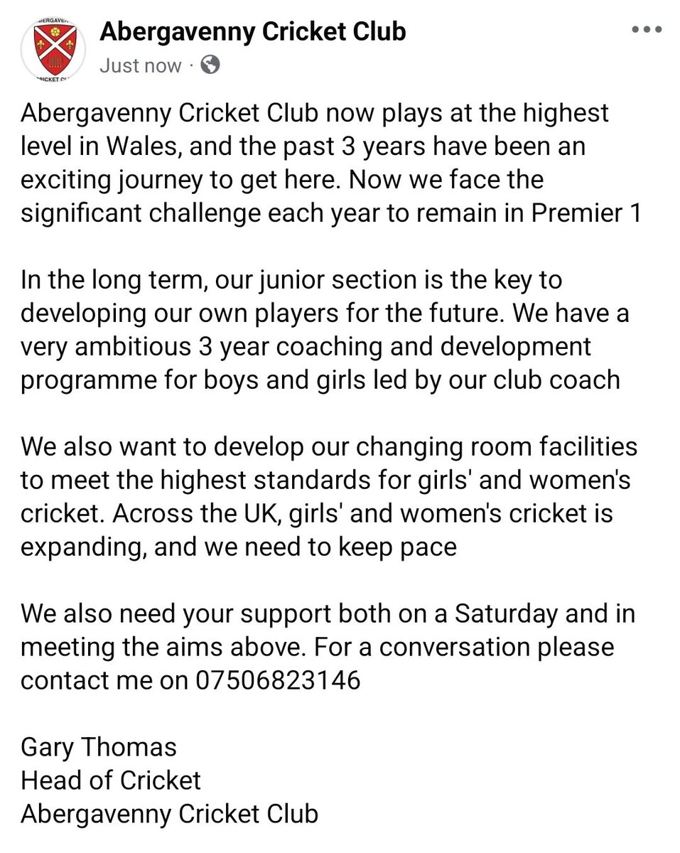 Abergavenny Cricket Club now plays at the highest level in Wales, and the past 3 years have been an exciting journey to get here. Now we face the significant challenge each year to remain in Premier 1