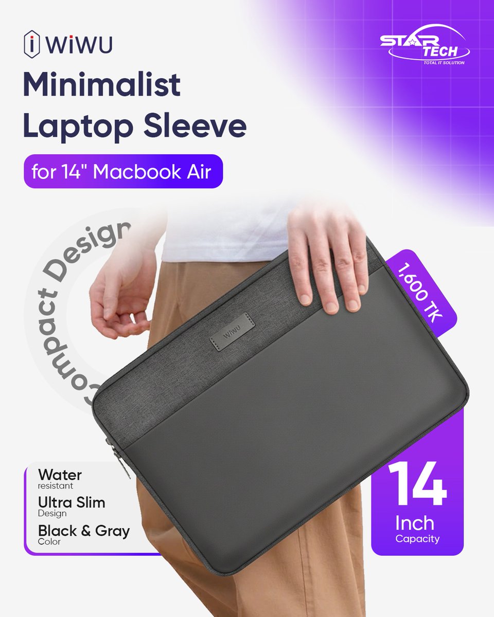 startechbd's tweet image. Slim &amp;amp; Protected — WiWU Minimalist Laptop Sleeve for 14″ MacBook Air

📌 Get Yours Now: startech.com.bd/wiwu-minimalis…

#WiWU #LaptopSleeve #MacBookAir #14inch #SlimDesign #WaterResistant