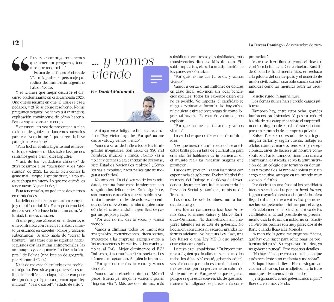 Les comparto La Columna de Daniel Matamala