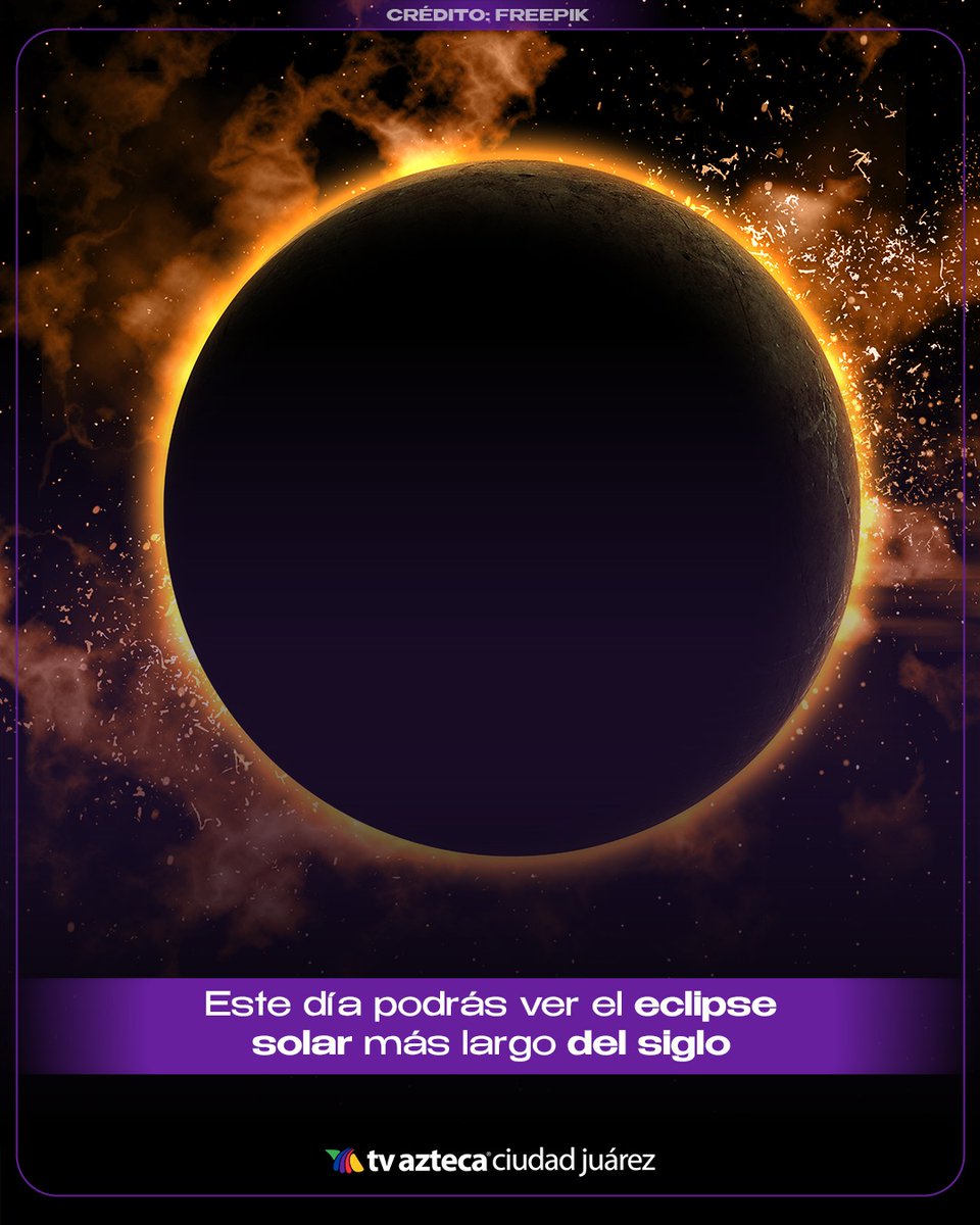 AztecaJrz's tweet image. 🌒🔭 ¡Prepárate Juárez! Se acerca el eclipse solar más largo del siglo, con más de 6 minutos de oscuridad total 😱✨ Un evento histórico que no volverá en décadas.

👉 aztecaciudadjuarez.com/noticias/eclip…

#CiudadJuárez #EclipseSolar #Astronomía #Juárez