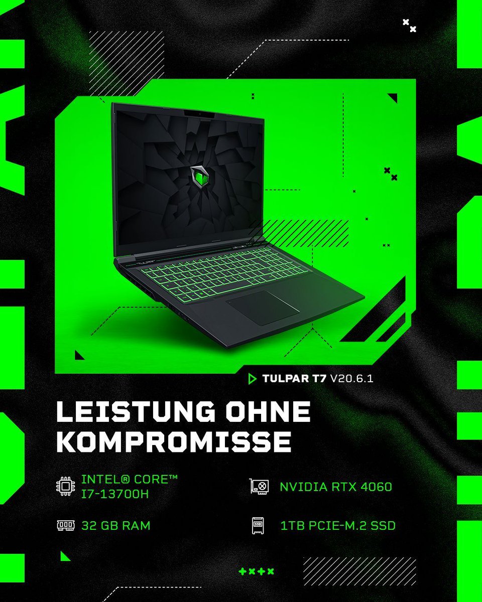 tulparnotebook's tweet photo. ⚔️ Power unleashed.
Der Tulpar T7 V20.6.1 bringt dich auf’s nächste Level – mit i7-Power, RTX 4060 Grafik und 144 Hz Full-HD Display.

🎮 Performance. Präzision. Dominanz.
#Tulpar #GamingLaptop #RTX4060 #NextLevelPerformance https://t.co/LuTCs17OYa