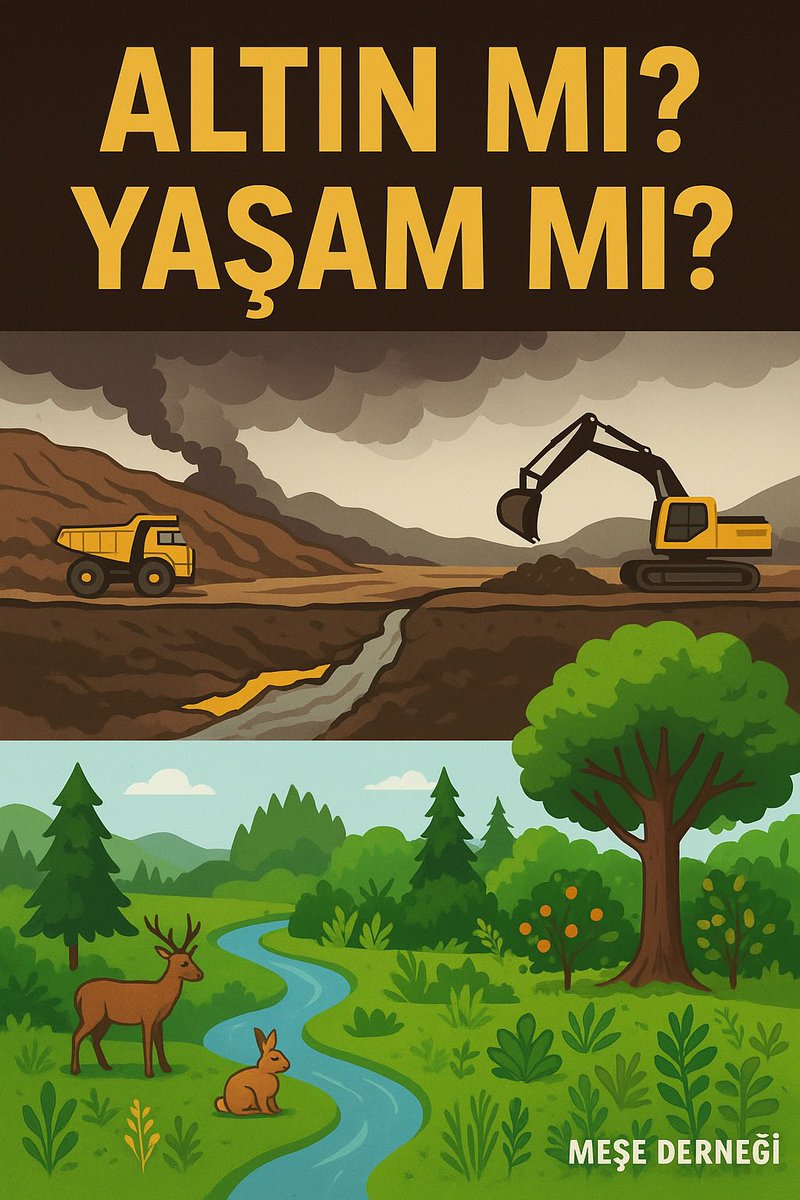 ALTIN MI? YAŞAM MI? 🌍

Siyanürle altın madeni çıkartılırsa,

💧 Su kirlenir
🌿 Toprak ölür
🌬️ Hava zehirlenir
🧍‍♂️ İnsan ve tüm canlılar hastalanır.

Kazanılan altın, kaybedilen yaşamın bedelini ödeyemez!

#YaşamÖnce #SiyanüreHayır #DoğayıKoru #MeşeDerneği