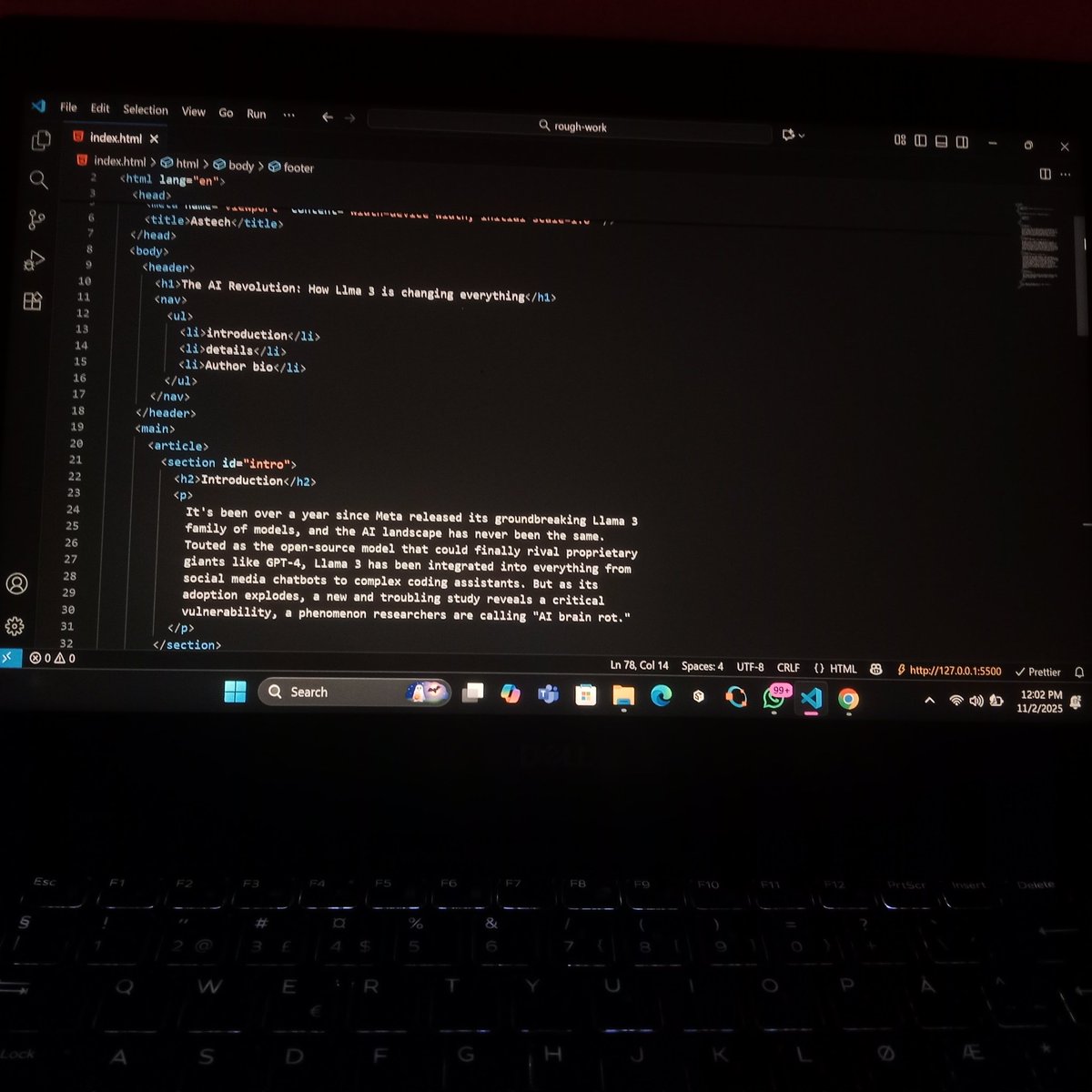 asteech_web3's tweet image. Day 3/ of my learning journey focused on Semantic HTML , and it proved to be more important than I expected.
It’s tempting to rely on &lt;div&gt; elements for everything, but using proper semantic tags like &lt;header&gt;, &lt;nav&gt;, &lt;main&gt;, &lt;article&gt;, and &lt;footer&gt; gives a webpage real…