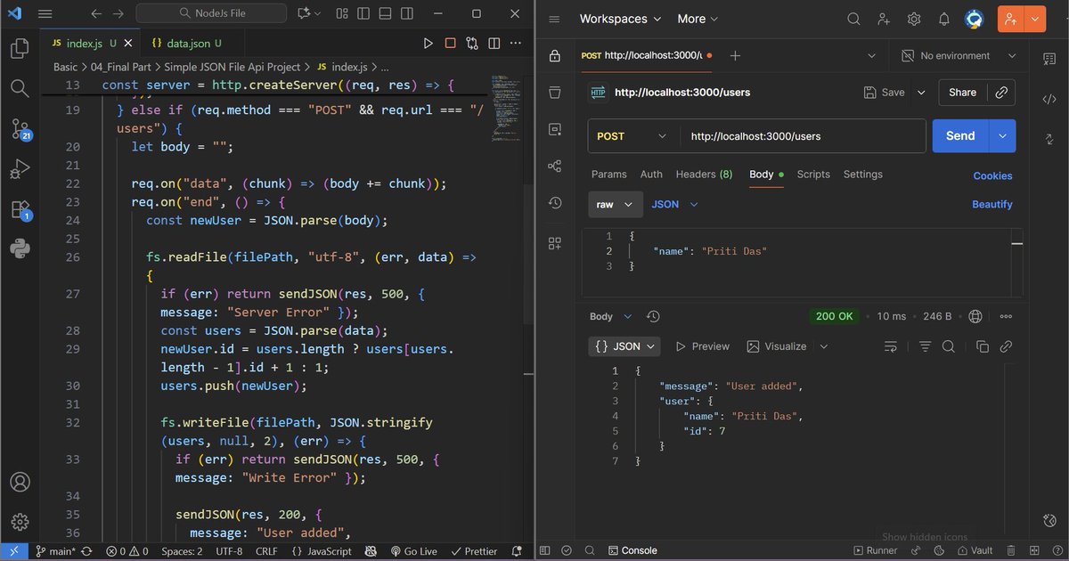 Parthodasm23's tweet image. Create Simple JSON reading/writing api