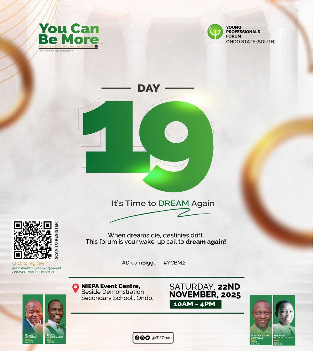 YPFOndo's tweet photo. It's 19 days to this life-changing event.
#YCBM #repositionedforglobalrelevance #ypfondo https://t.co/GBZE80j8G8