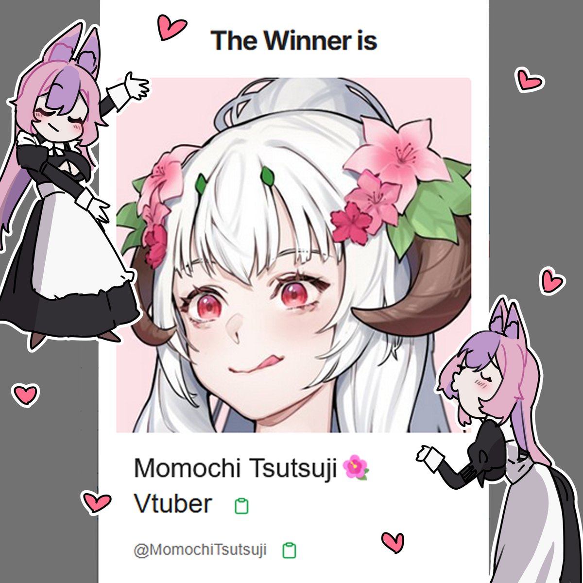 ❤️It's been a long raffle ! 
❤️Here is our pretty cutie winner &gt;w&lt;❤️
thank you everyone for joining my raffle, i will do more in the future ~ ✨