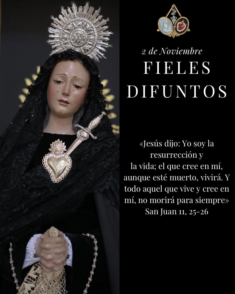 En el día que conmemoramos la festividad de los Fieles Difuntos, elevamos una oración por todos aquellos que nos dejaron y permanecen en nuestra memoria para que gocen de la Gloria eterna junto a Jesús y la Santísima Virgen.

#CofradíasMLG