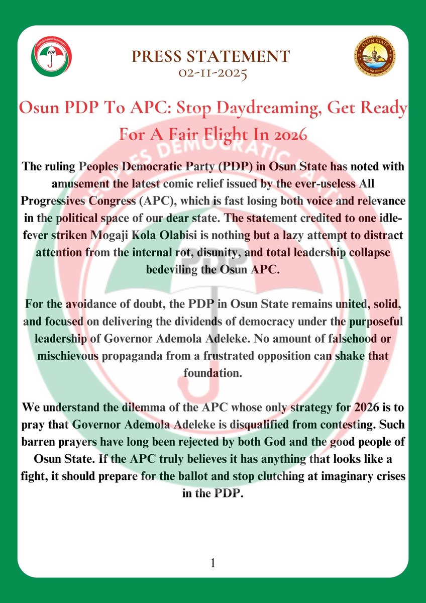People's Democratic Party, Osun State tweet media