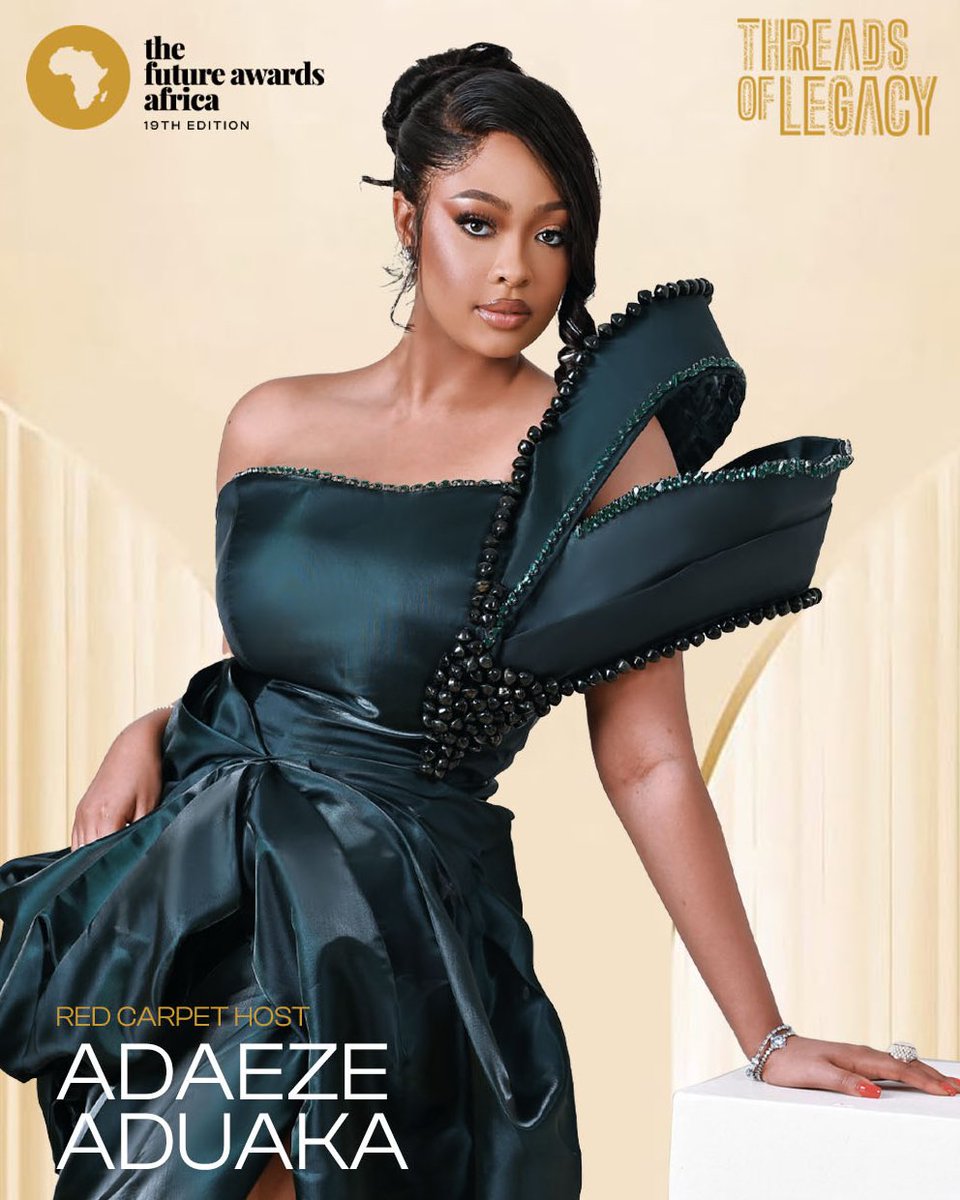 TFAAfrica's tweet image. Lights, camera, charisma! Meet the trio bringing style and spark to the #TFAA19 Red Carpet — Adaeze Adaku, Desmond Ekunwe &amp;amp; Sabrina Idukpaye.
The countdown to greatness starts now, are you ready ?
#TheFutureAwardsAfrica #ThreadsOfLegacy