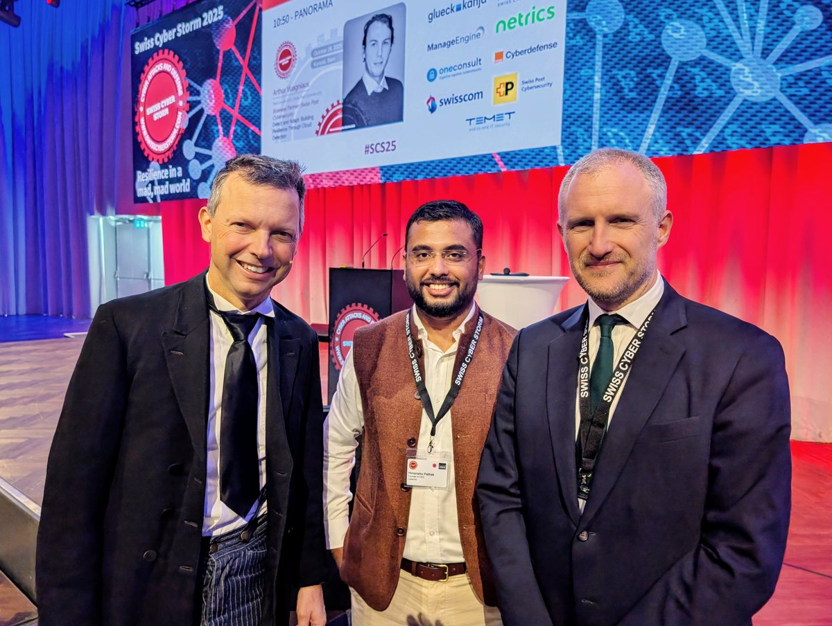 CyberX9 Founder Himanshu Pathak at Bern, at Swiss Cyber Storm confrence in center , right Charlie Edwards — Senior Fellow at IISS and former UK Government Director of Strategy and National Security.
In Left Dr. Christian Folini .