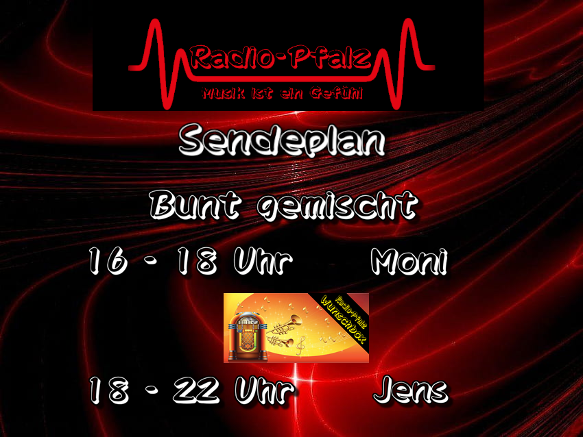 Sonntag mit viel Abwechslung bei radio-pfalz.com . Immer eine gute Wahl. Und dazu eure Lieblingssongs die ihr wünschen könnt, für euch oder andere. Es lohnt sich also einzuschalten und den Tag zu genießen bei guter Musik.