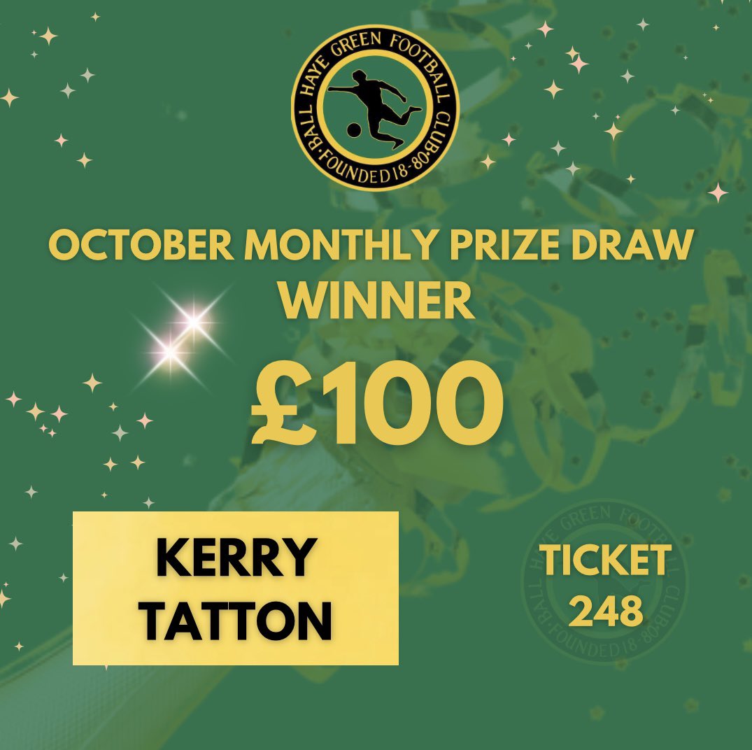 Congratulations to Kerry Tatton (Ticket 248) on winning £100 on our October prize draw 🎉

Want to be in with a chance to win in our November draw just drop us a message 📱 

💚Just £5 a ticket 💚