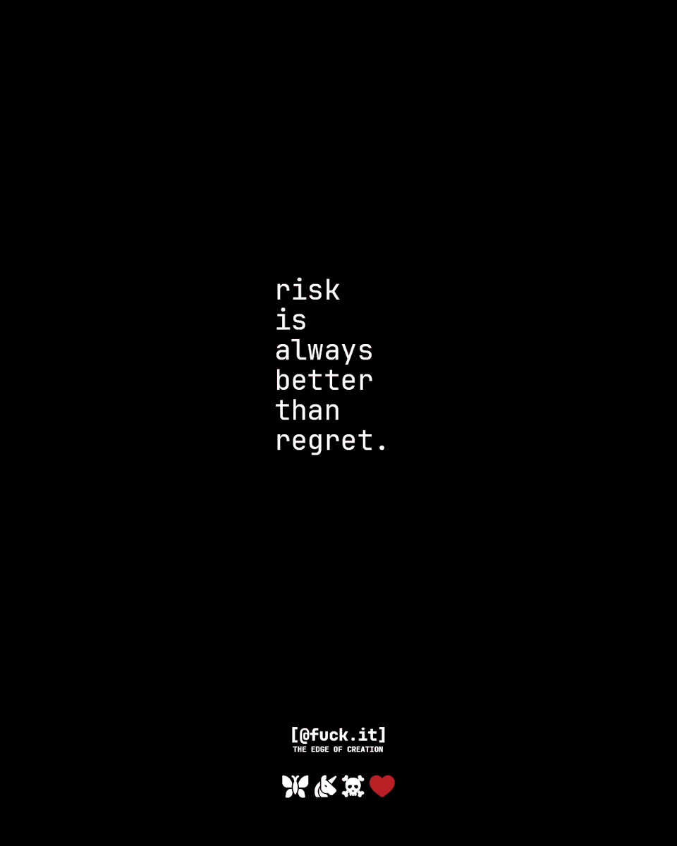 regret ages you faster than failure ever will.

follow <a href="/fuckitofc/">@fuck.it</a>  - built for the ones who dare anyway.

EMAIL WITH ATTITUDE.
PURE. SECURE. EXCLUSIVE.
deserve an address? check our website fuck.it

#fuckit #doitanyway #rebelmindset #unfuckwithable #boldmoves