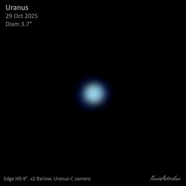 Uranus taken in average seeing. Not my best image of this planet but its good to catch up with it again; it's been a few years.