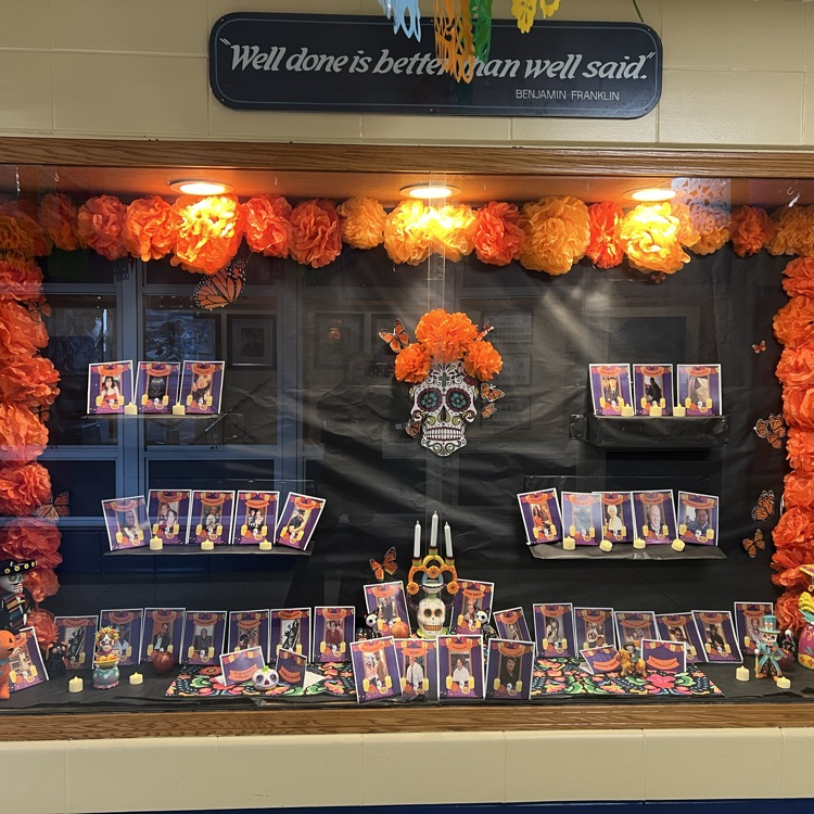It's Día de Los Muertos! Celebrated on November 1 &amp; 2, this holiday is centered on family remembrances where homes and cemeteries are decorated with altars and ofrendas to the spirits of loved ones who have passed away. Thanks to Diversity Club for creating the Reavis Ofrenda!