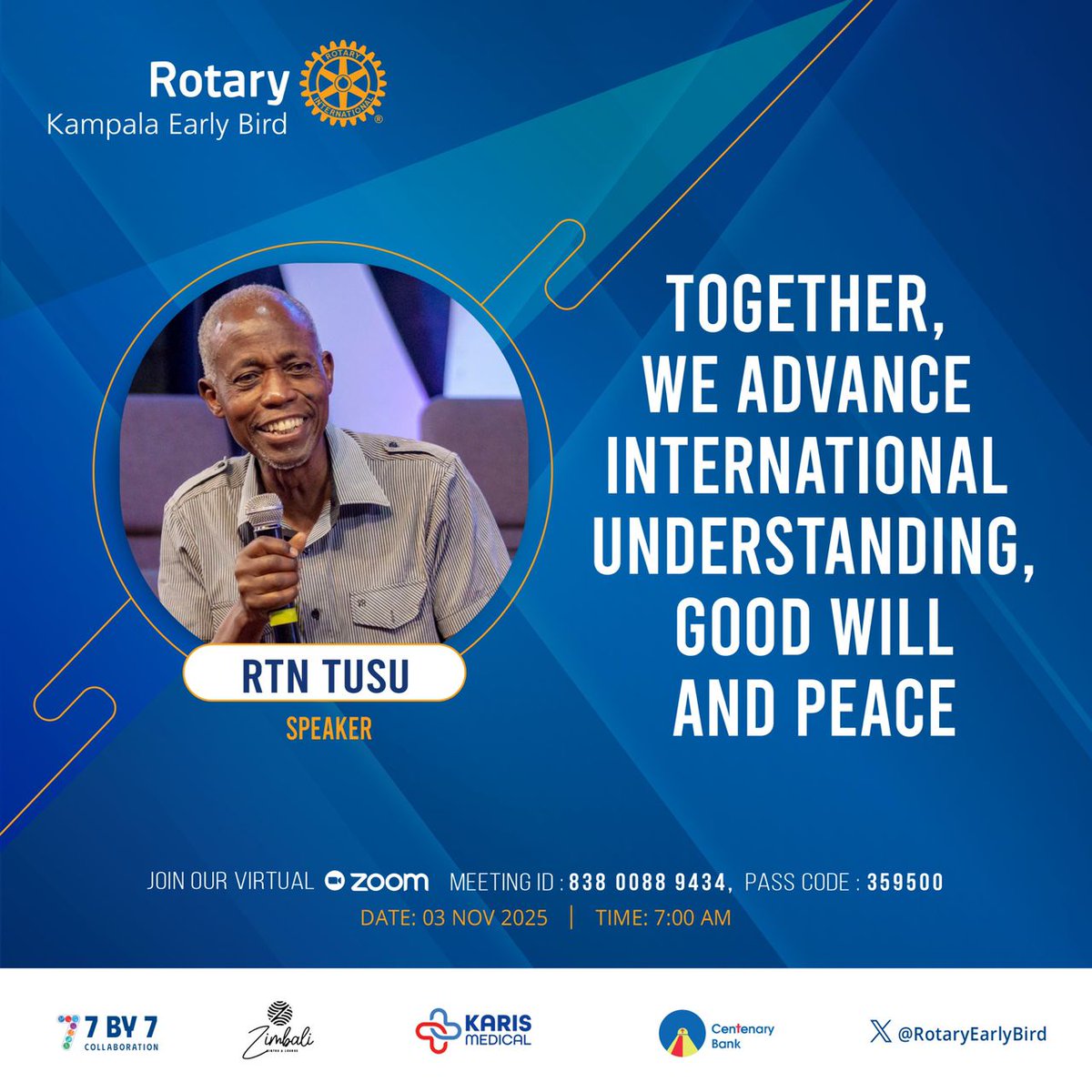 RotaryEarlyBird's tweet image. Join the EARLY BIRDS  in a conversation on building bridges through service, uplifting communities, &amp;amp; inspiring change. 

Let’s turn compassion into action through our giving &amp;amp; service. 

Speaker: @fftusu
Date: 3rd Nov 2025
Time: 7.00am 
Venue:  ZIMBALI 

#RotaryEyamba
#RcKEB