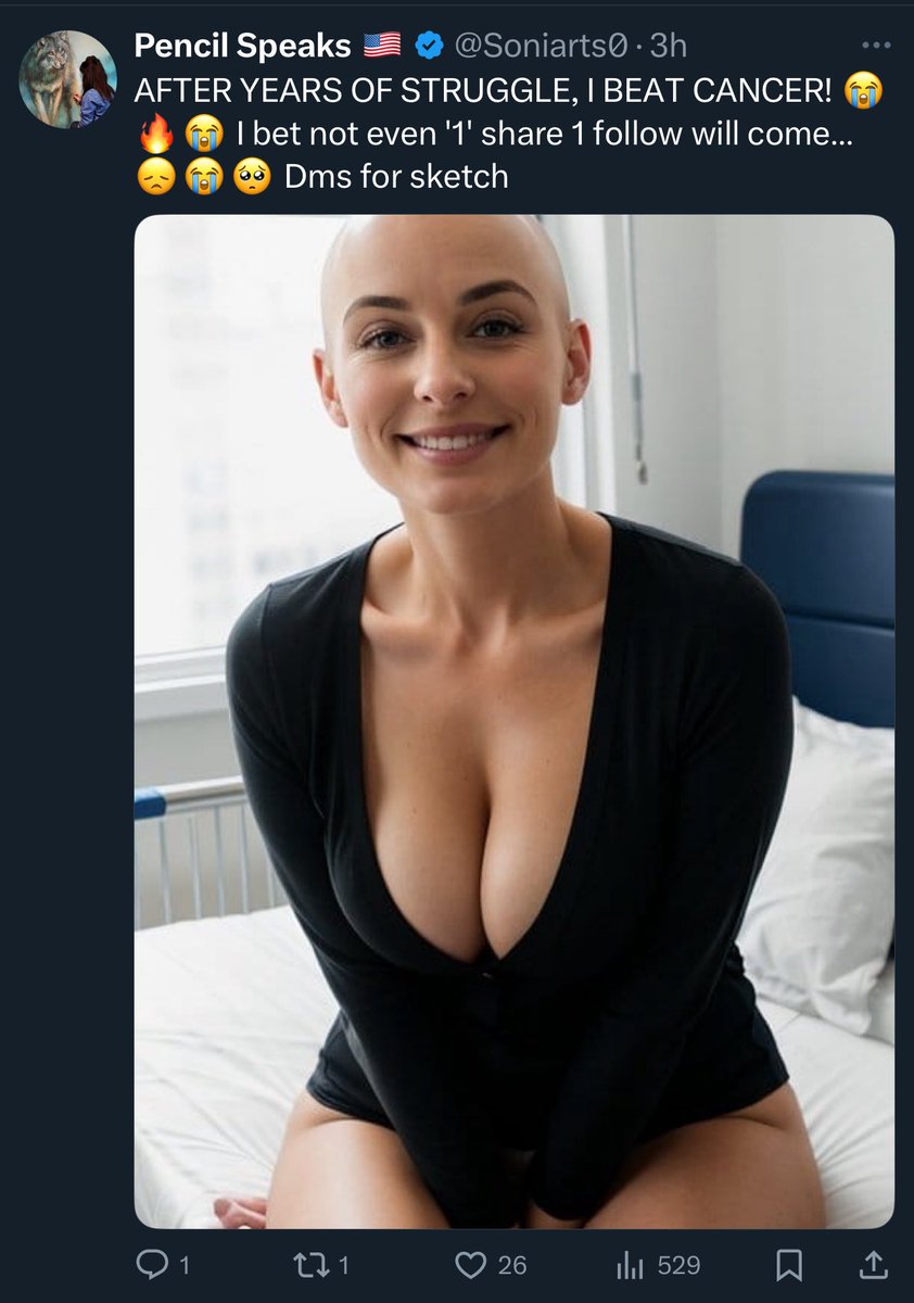 <a href="/Soniarts0/">Sonia Graphite ✏️</a> No I think yiu are ugly because you fake having cancer or fake being disabled multiple times in a day just for engagement.

When in reality, let me guess... you are actually an Indian man?