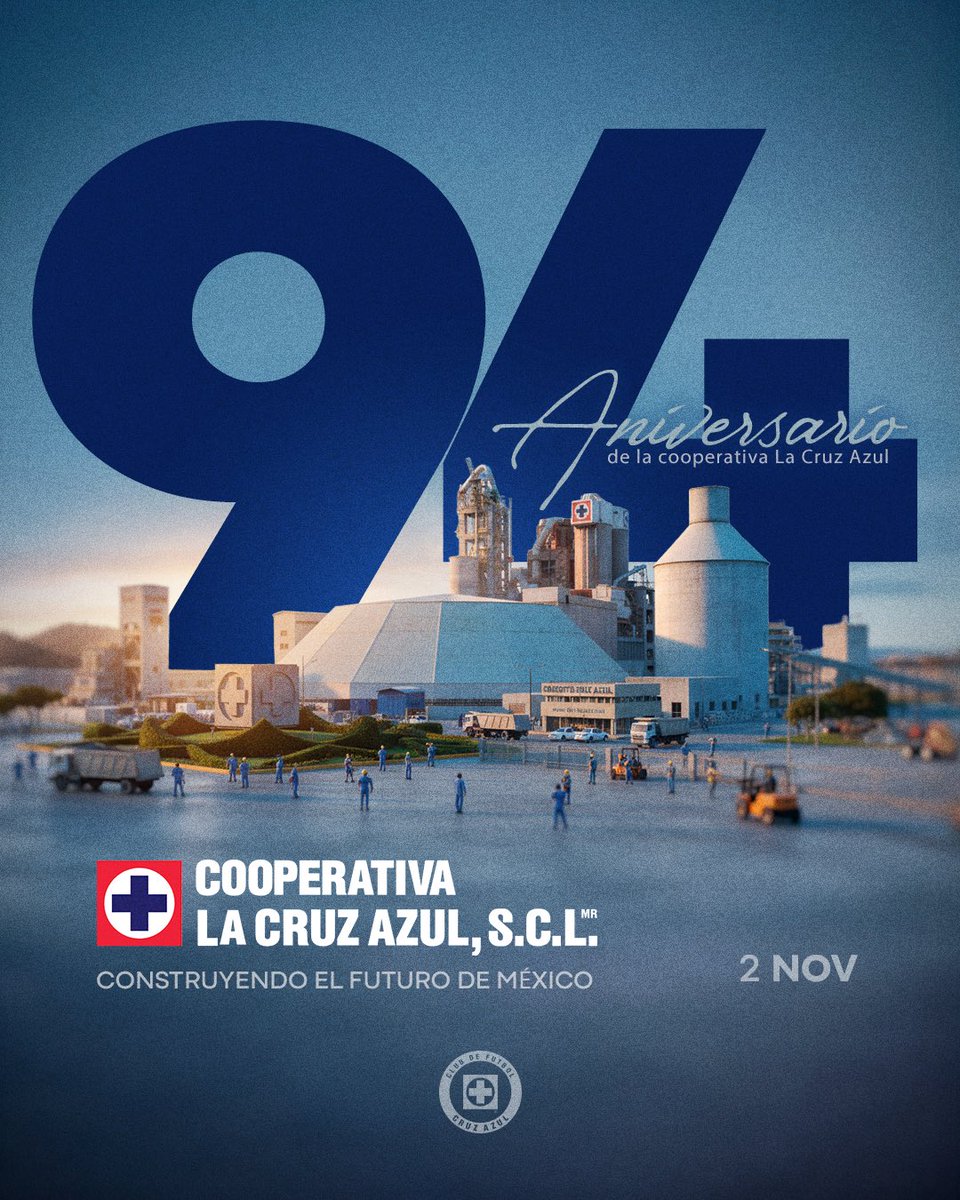 Celebramos 94 años de Cooperativa La Cruz Azul, símbolo de trabajo y fuerza colectiva.

Formar parte de esta gran familia nos llena de orgullo. 💙

#CalidadPorTradición